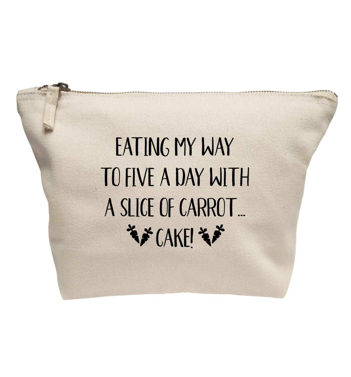 Eating my way to five a day with a slice of carrot cake day | makeup / wash bag