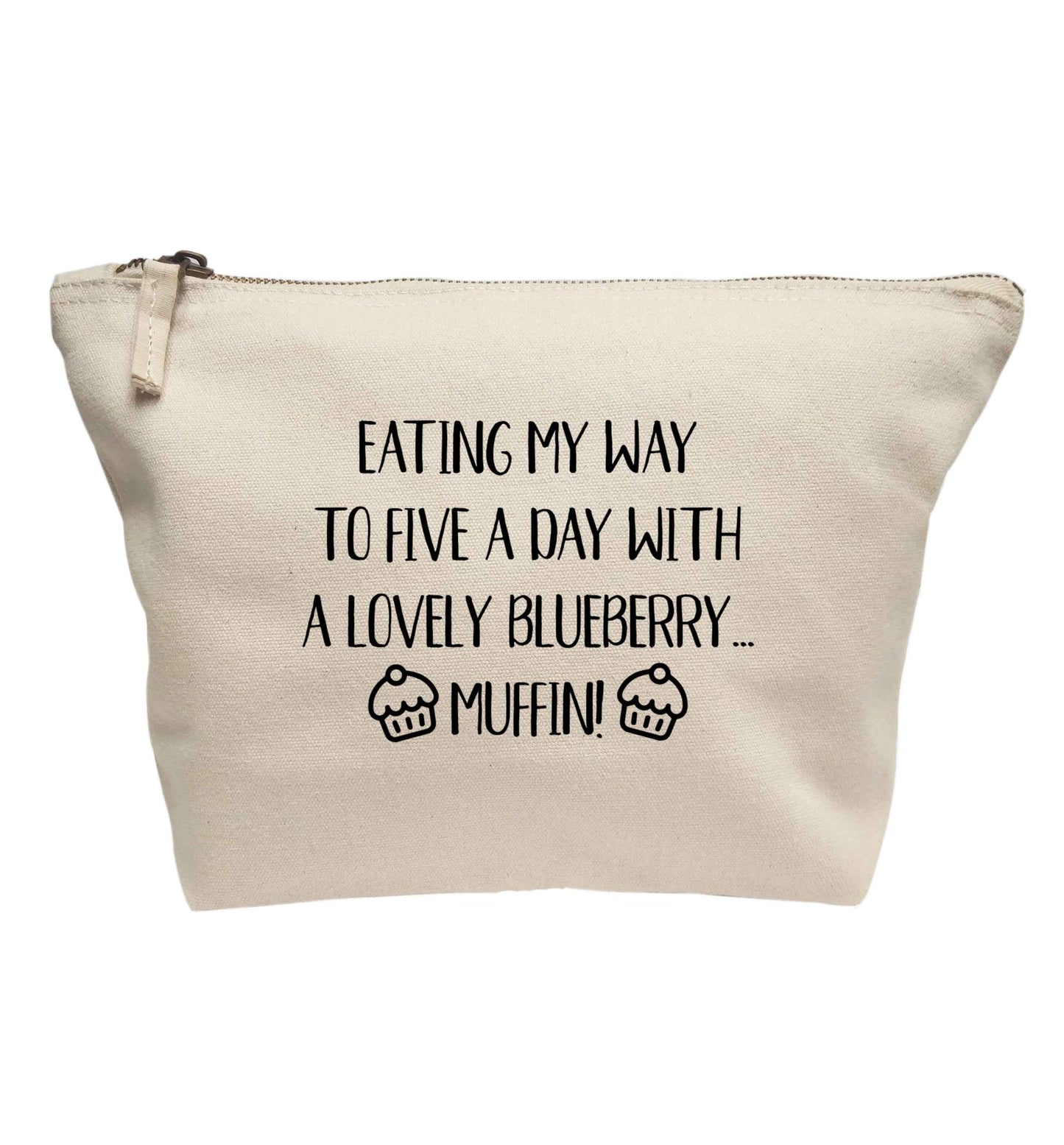 Eating my way to five a day with a lovely blueberry muffin | makeup / wash bag