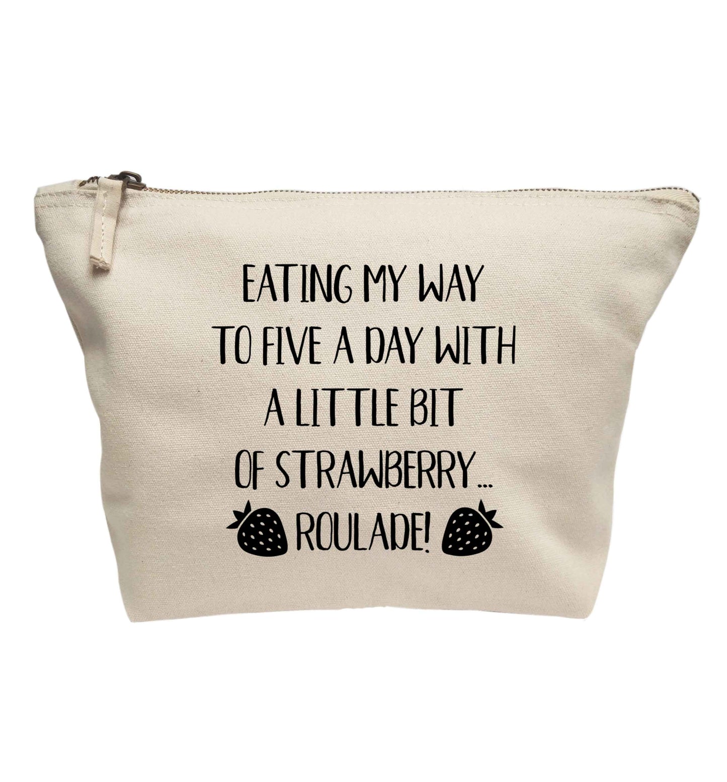 Eating my way to five a day with a little bit of strawberry roulade | makeup / wash bag