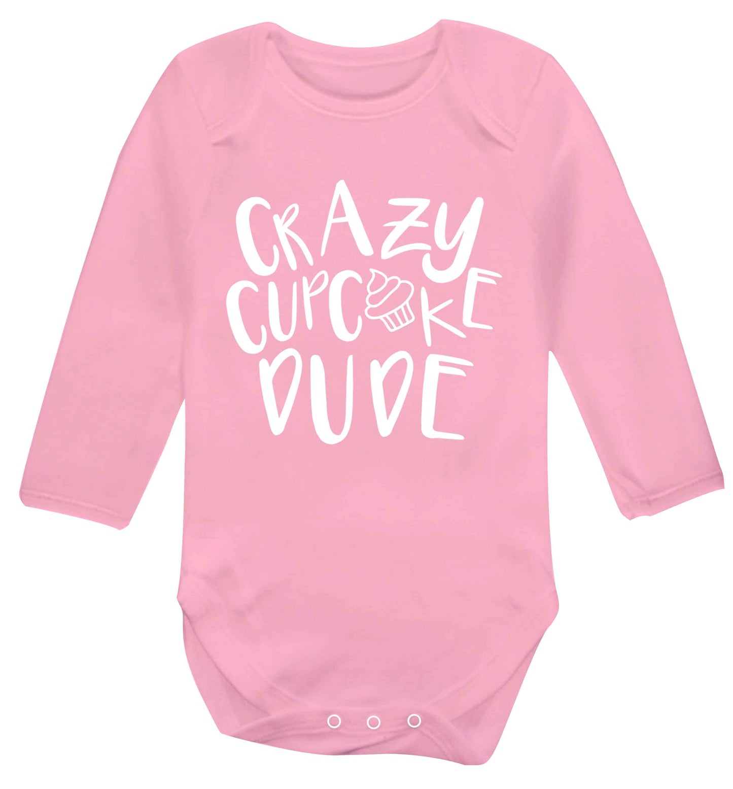 Crazy cupcake dude Baby Vest long sleeved pale pink 6-12 months