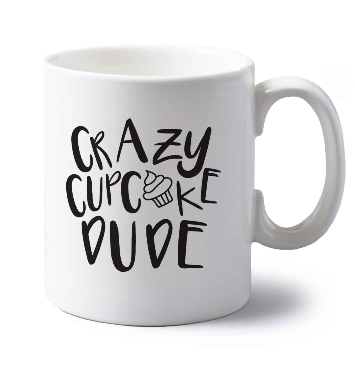 Crazy cupcake dude left handed white ceramic mug