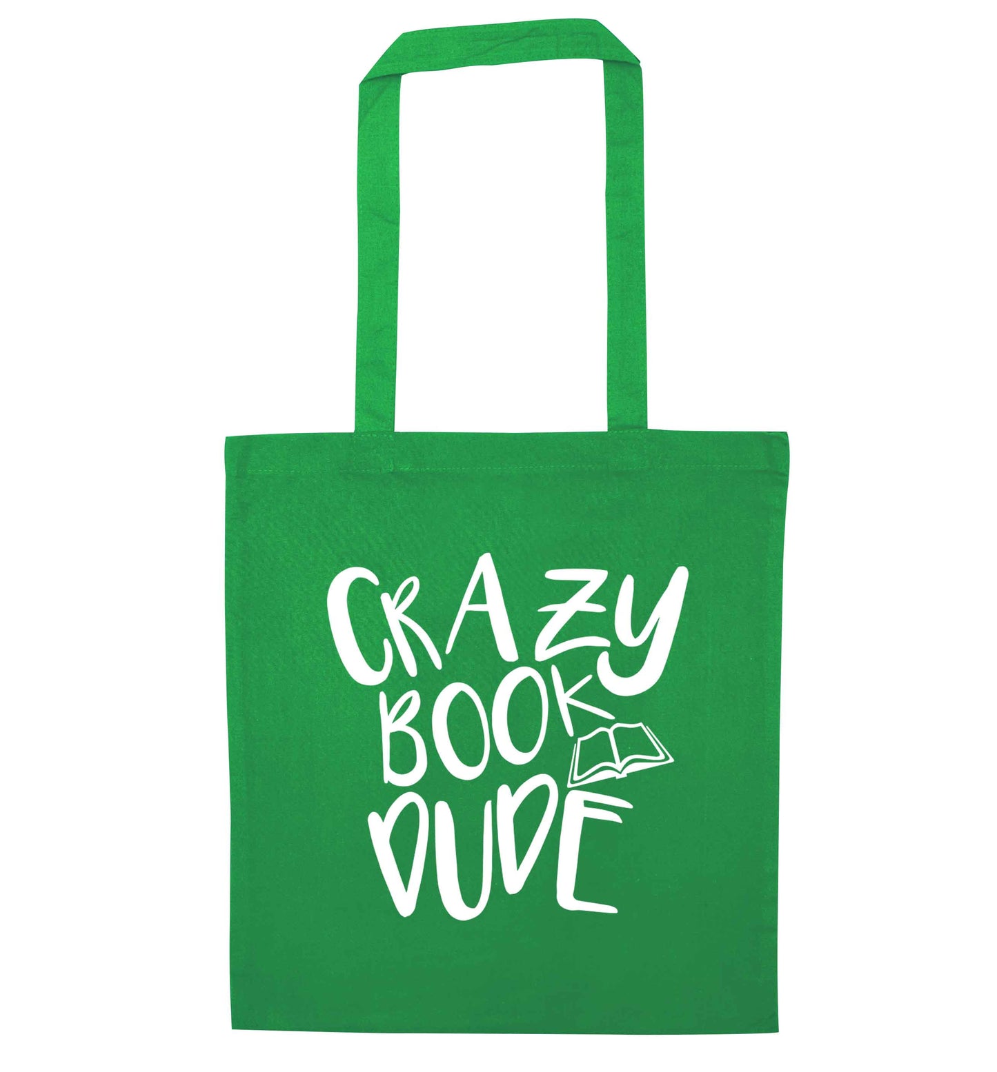 Crazy book dude green tote bag