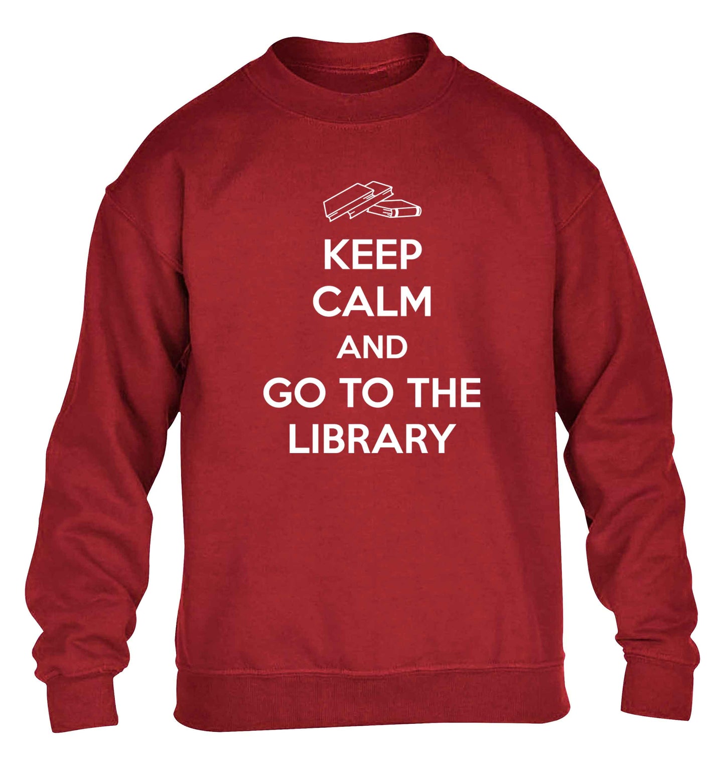 Keep calm and go to the library children's grey sweater 12-13 Years