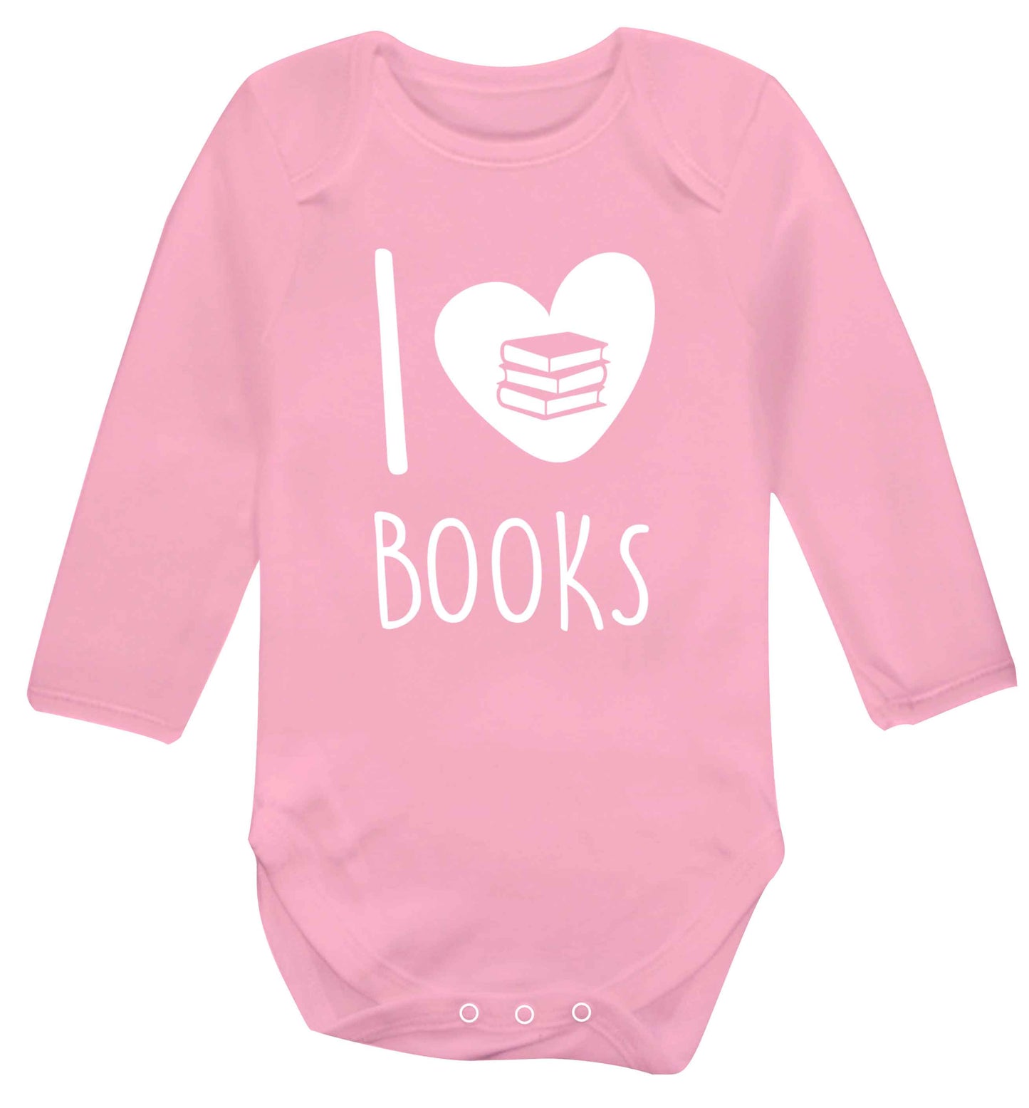 I love books Baby Vest long sleeved pale pink 6-12 months