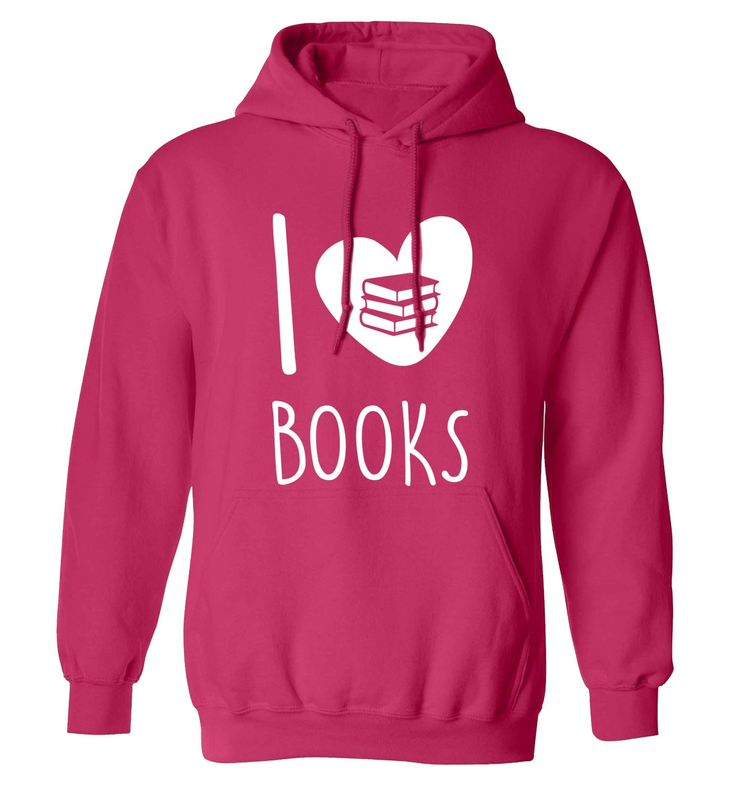 I love books adults unisex pink hoodie 2XL