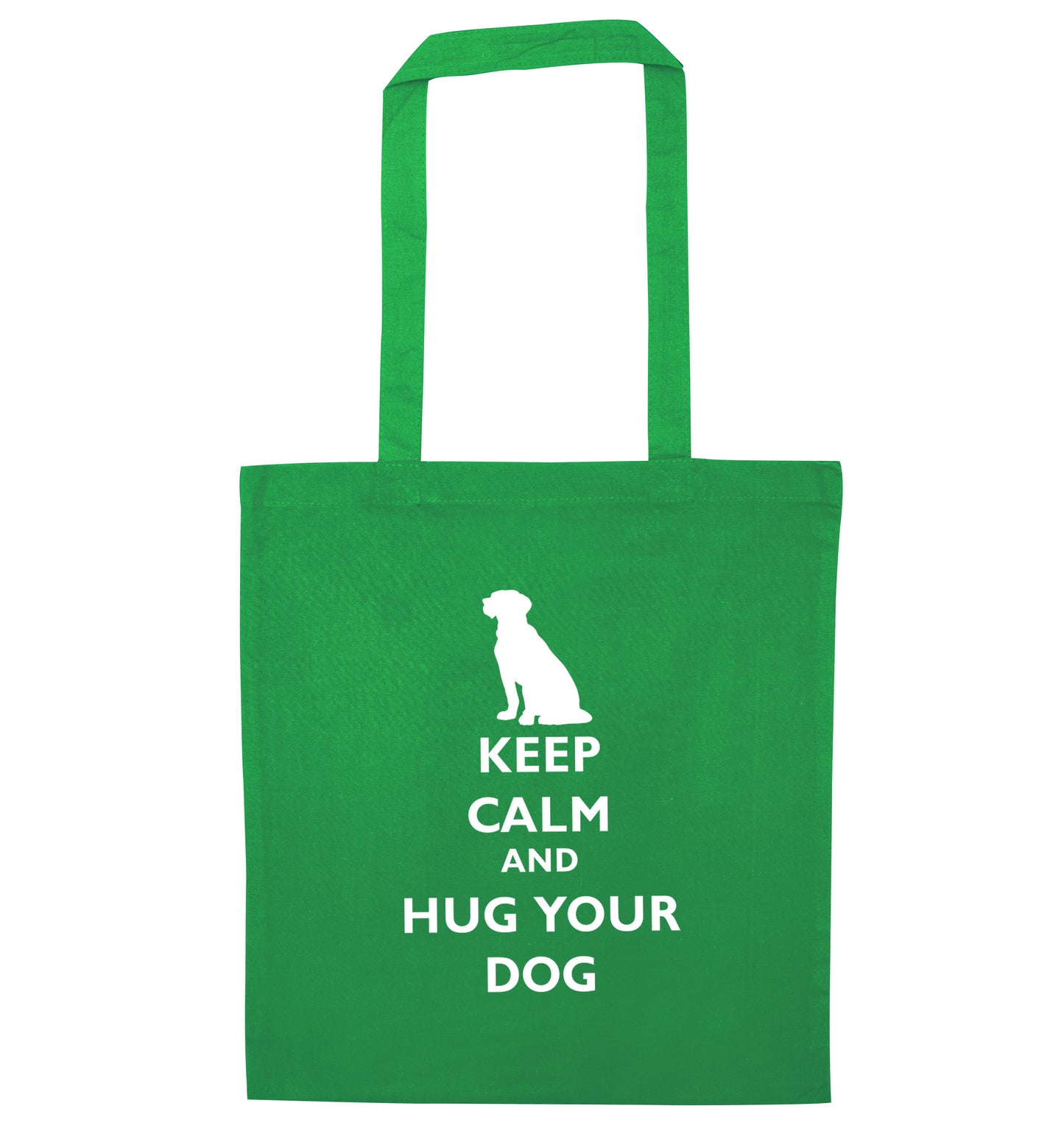 Keep calm and hug your dog green tote bag