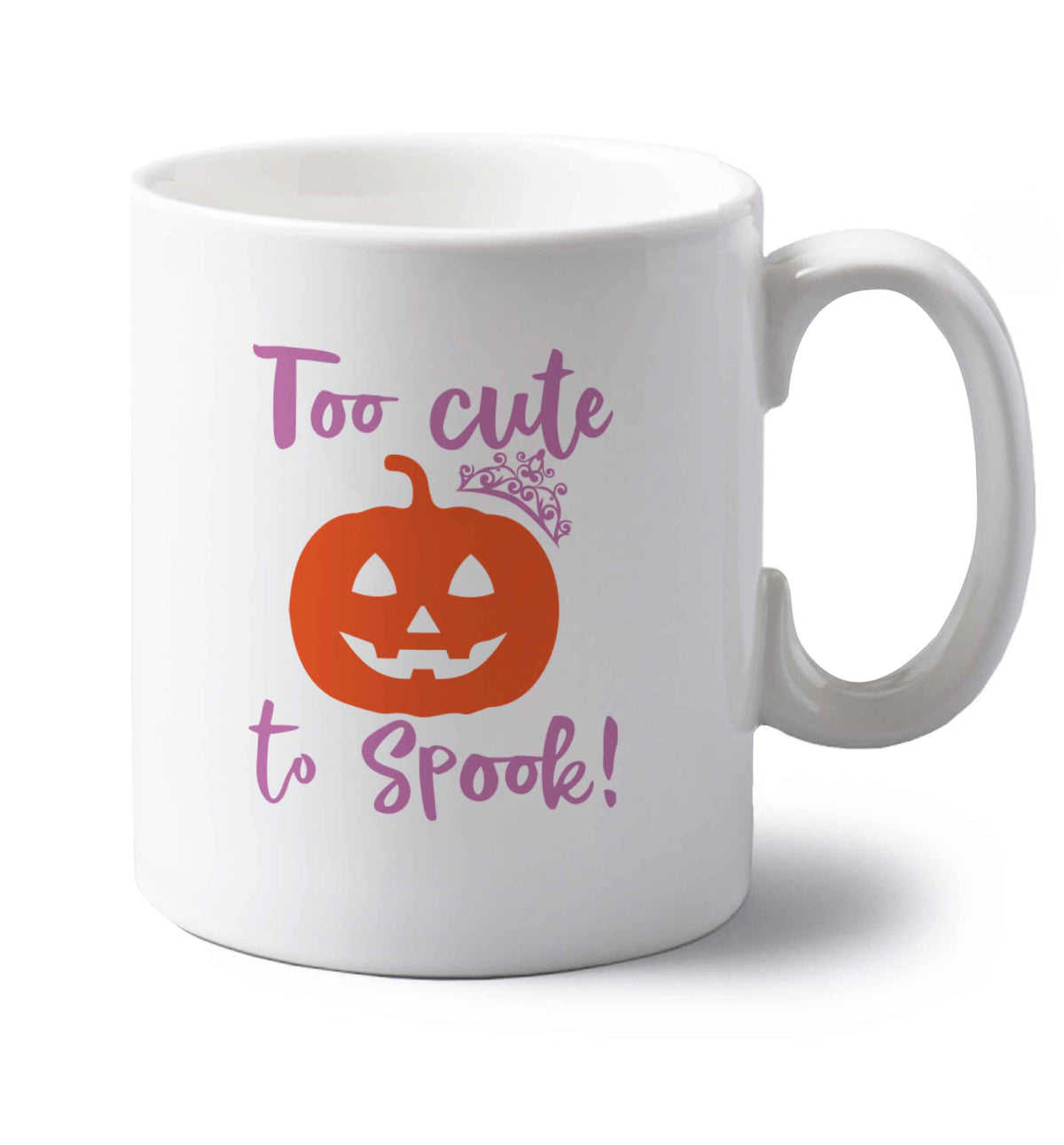 Too cute to spook! left handed white ceramic mug