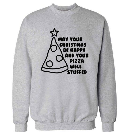 May your Christmas be happy and your pizza well stuffed Adult's unisex grey Sweater 2XL