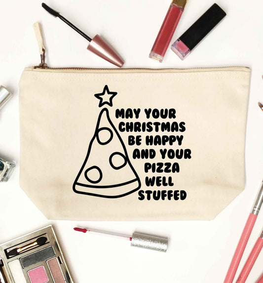 May your Christmas be happy and your pizza well stuffed natural makeup bag