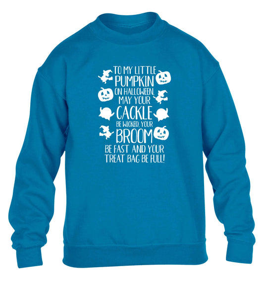 To my Little Pumpkin children's blue sweater 12-13 Years