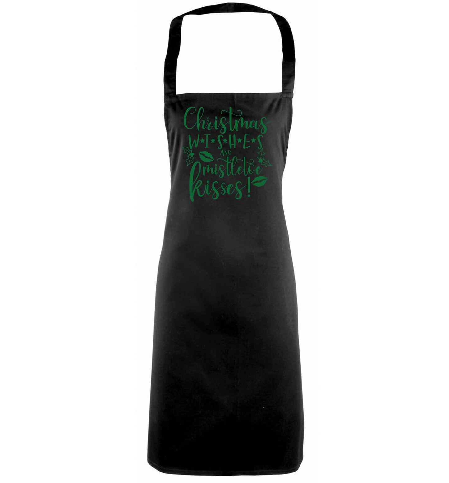 Christmas wishes and mistletoe kisses black apron