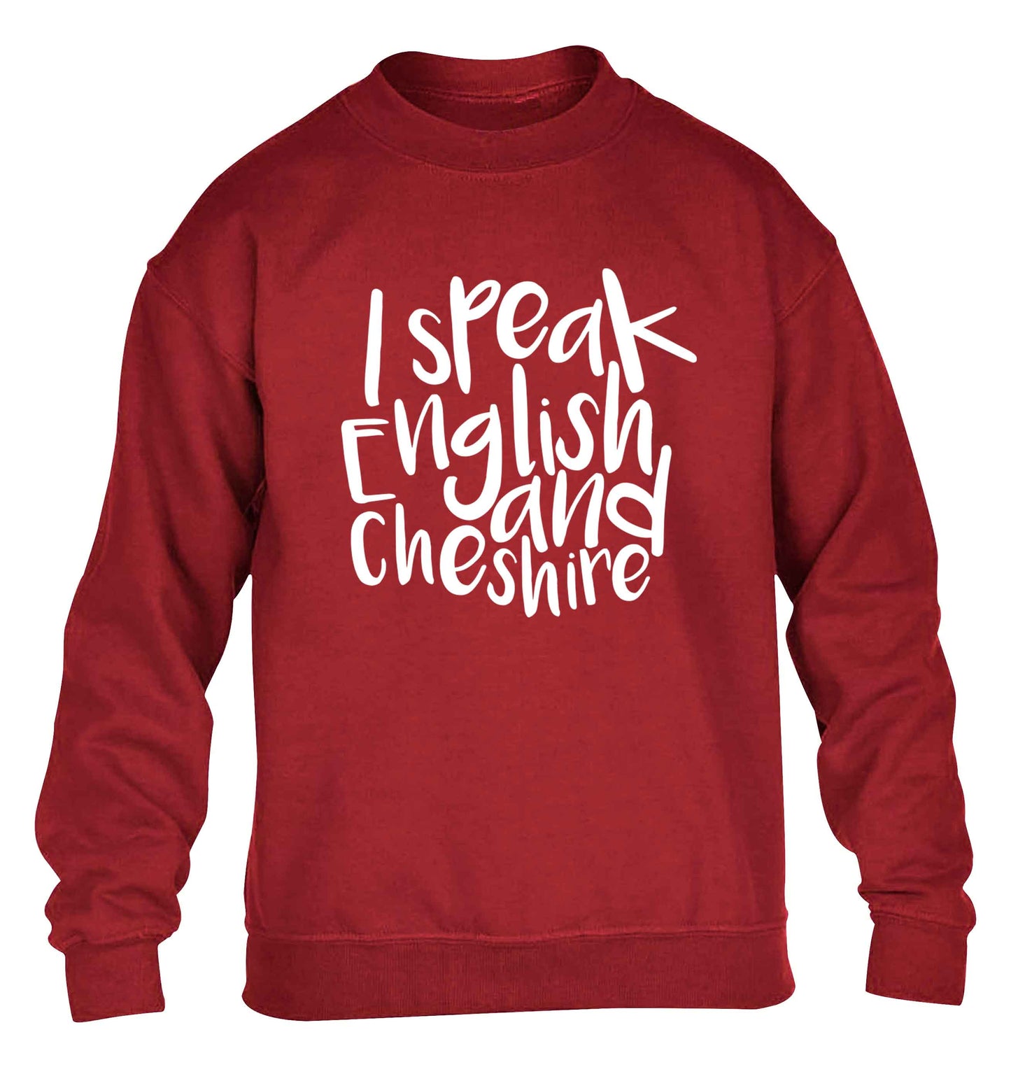 I speak English and Cheshire children's grey sweater 12-13 Years