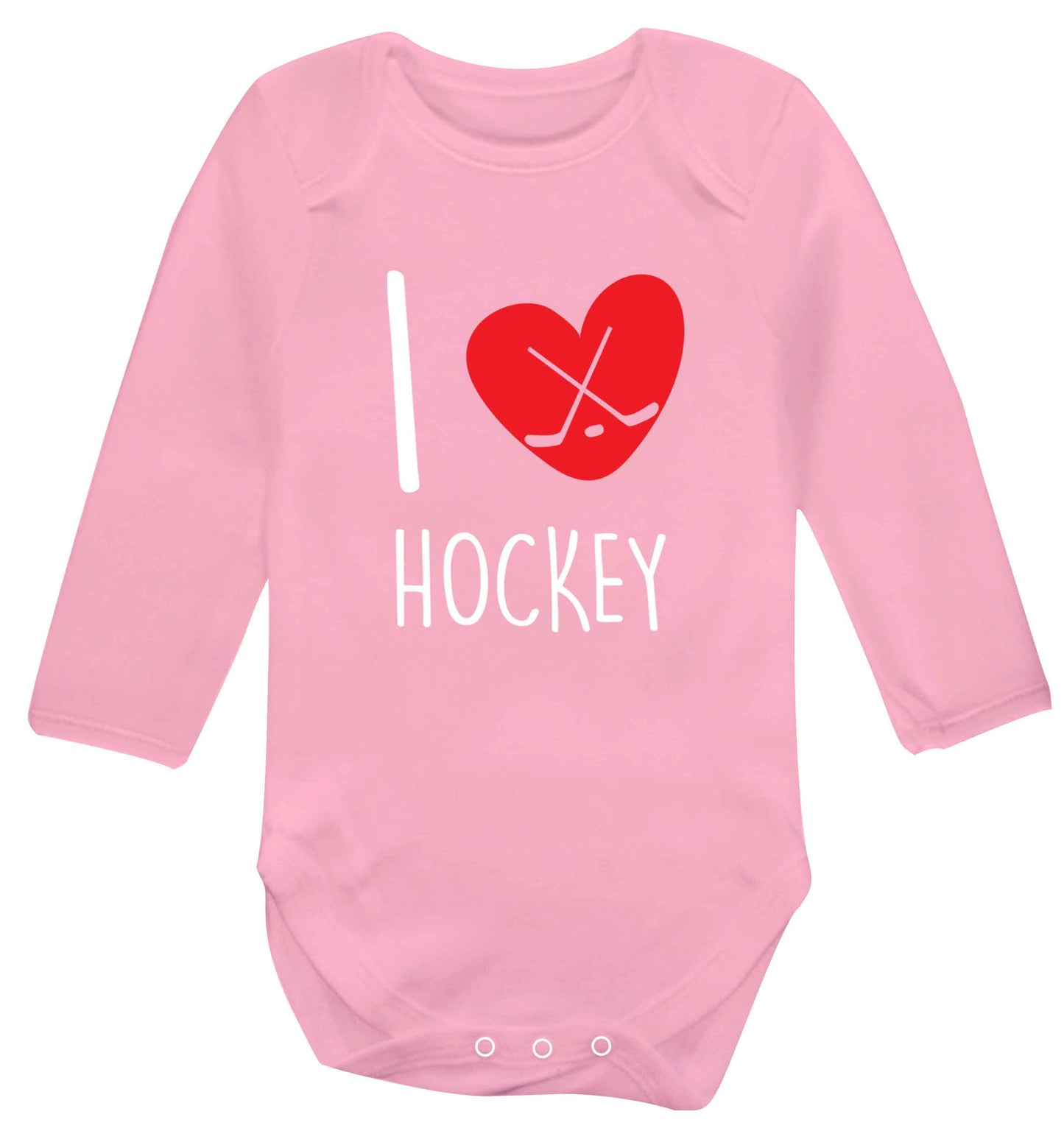 I love hockey Baby Vest long sleeved pale pink 6-12 months