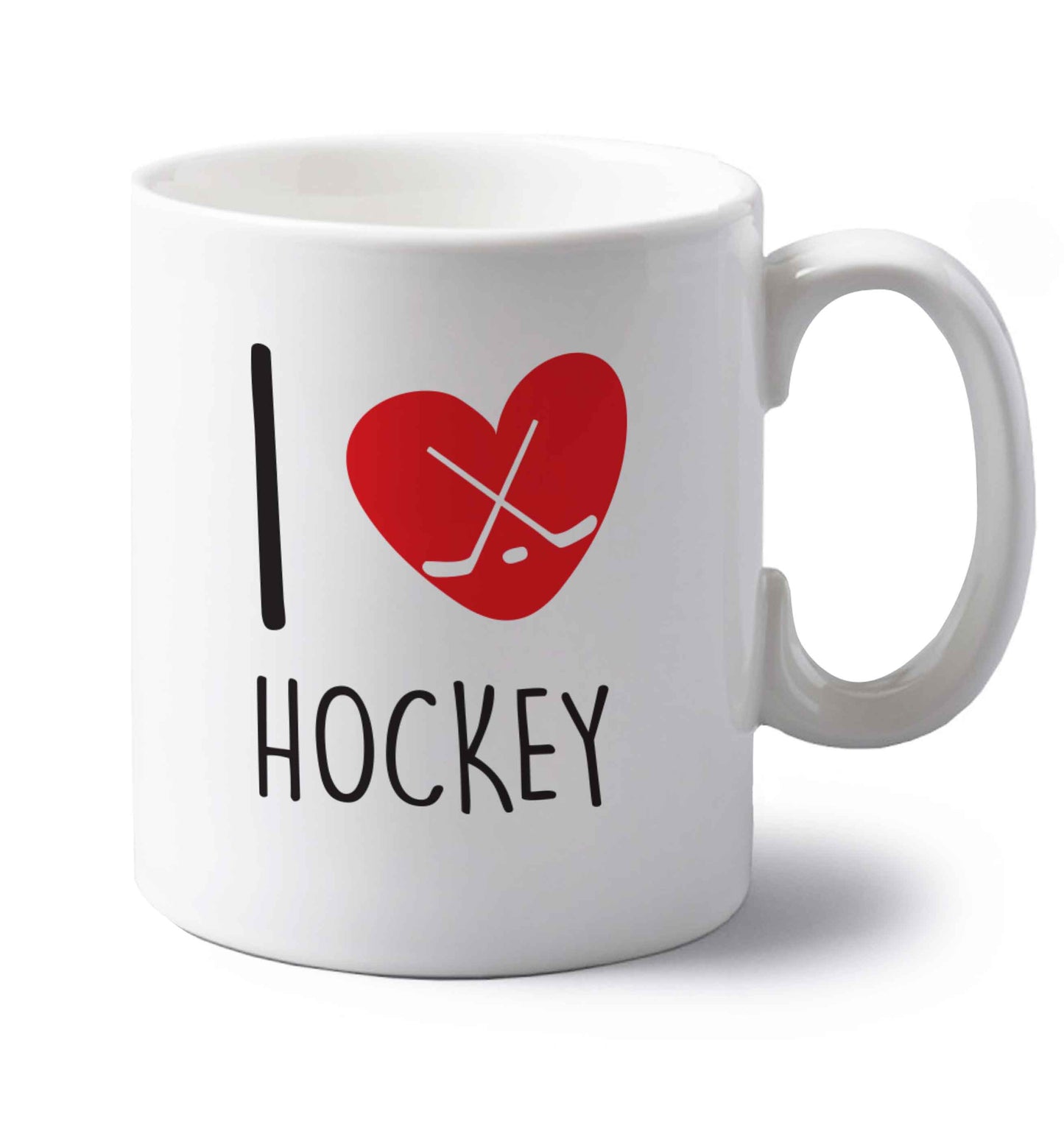 I love hockey left handed white ceramic mug