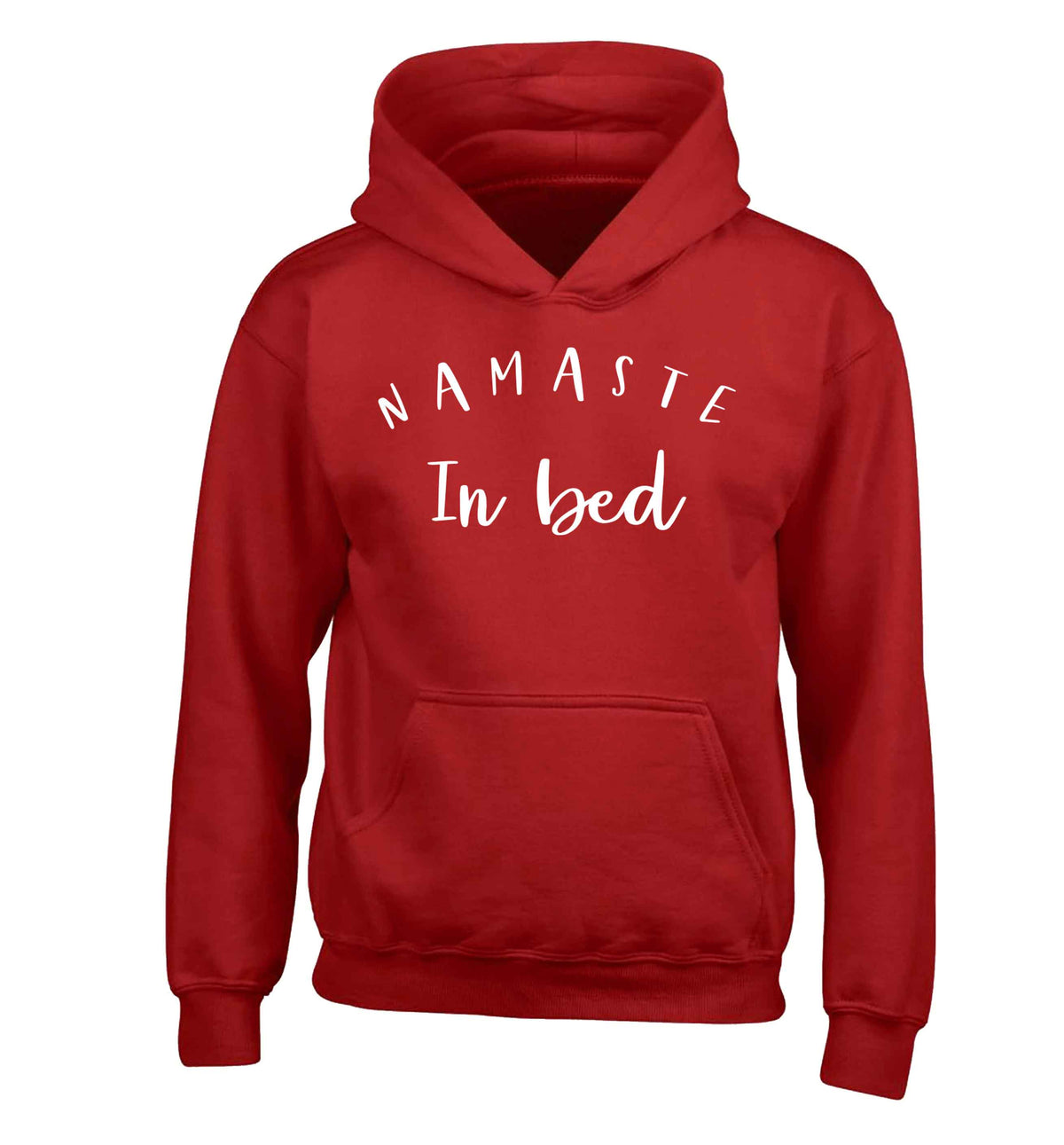 Namaste in bed children's red hoodie 12-13 Years