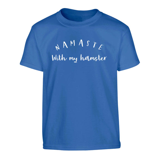 Namaste with my hamster Children's blue Tshirt 12-13 Years