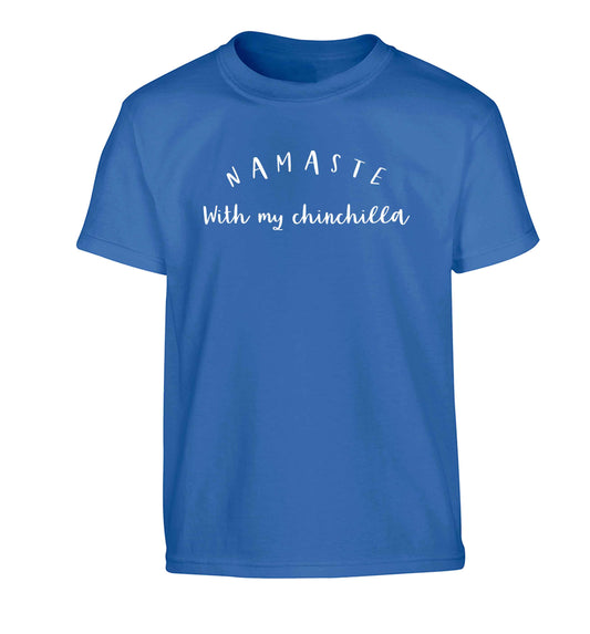 Namaste with my chinchilla Children's blue Tshirt 12-13 Years