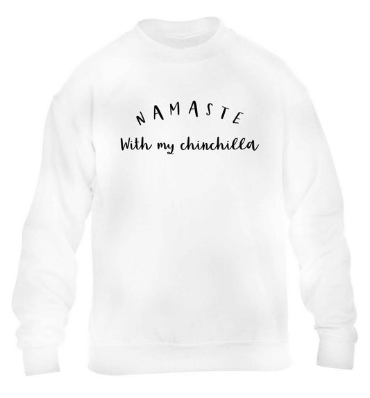 Namaste with my chinchilla children's white sweater 12-13 Years