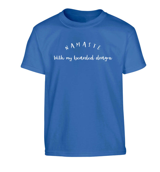 Namaste with my bearded dragon Children's blue Tshirt 12-13 Years