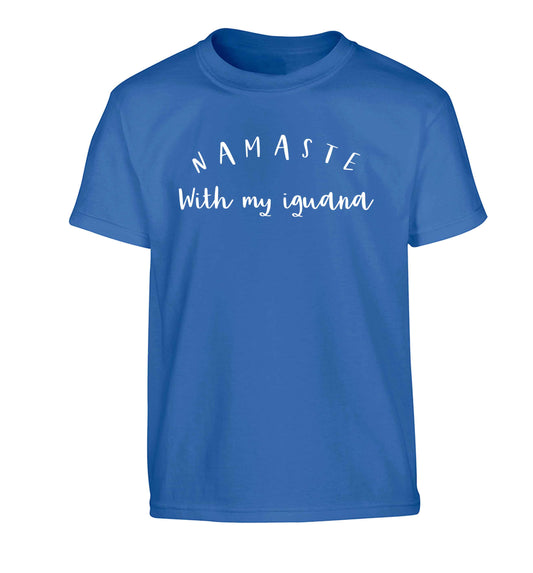 Namaste with my iguana Children's blue Tshirt 12-13 Years