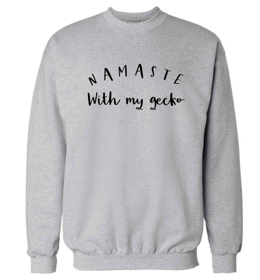 Namaste with my gecko Adult's unisex grey Sweater 2XL