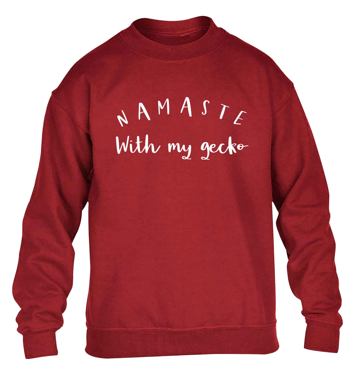 Namaste with my gecko children's grey sweater 12-13 Years