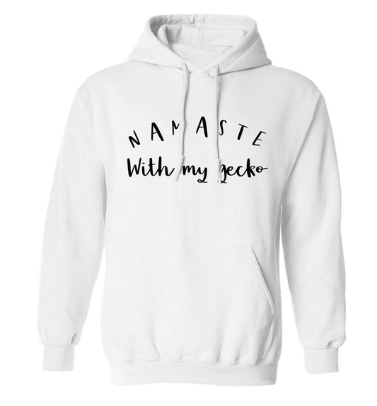 Namaste with my gecko adults unisex white hoodie 2XL