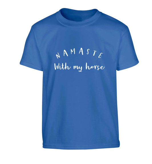 Namaste with my horse Children's blue Tshirt 12-13 Years
