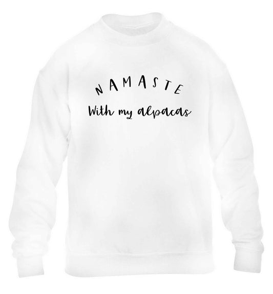 Namaste with my alpacas children's white sweater 12-13 Years