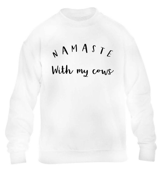 Namaste with my cows children's white sweater 12-13 Years