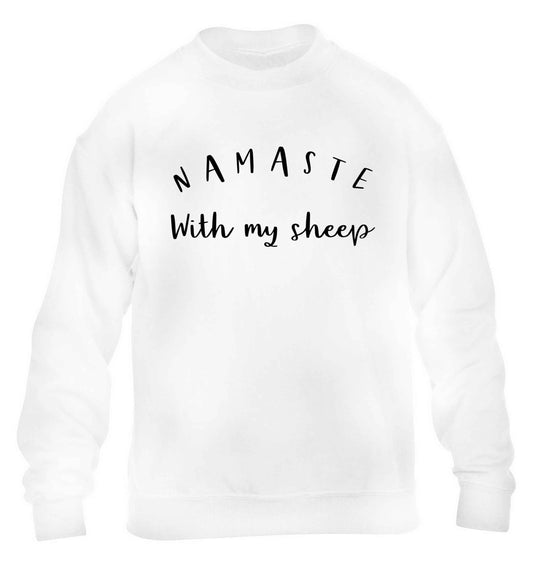 Namaste with my sheep children's white sweater 12-13 Years