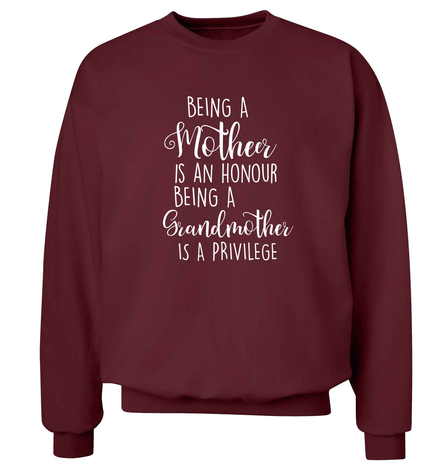 Being a mother is an honour being an grandmother is a privilege Adult's unisex maroon Sweater 2XL