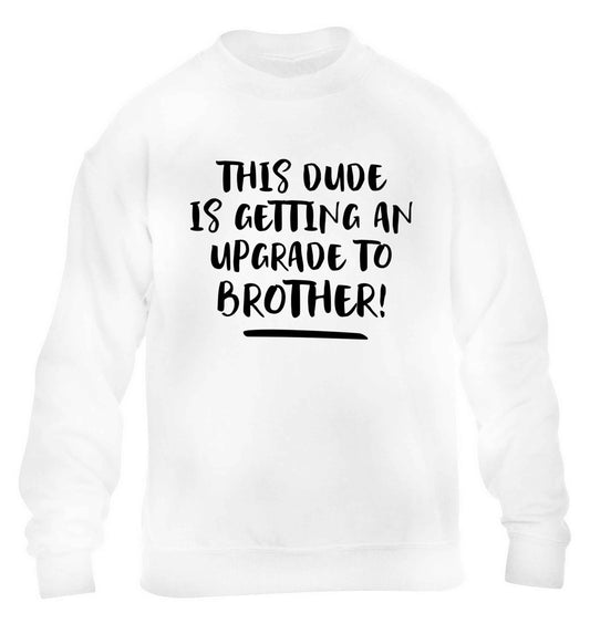 This dude is getting an upgrade to brother! children's white sweater 12-13 Years