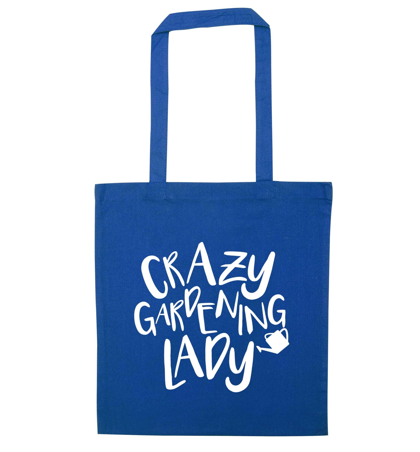 Crazy gardening lady blue tote bag