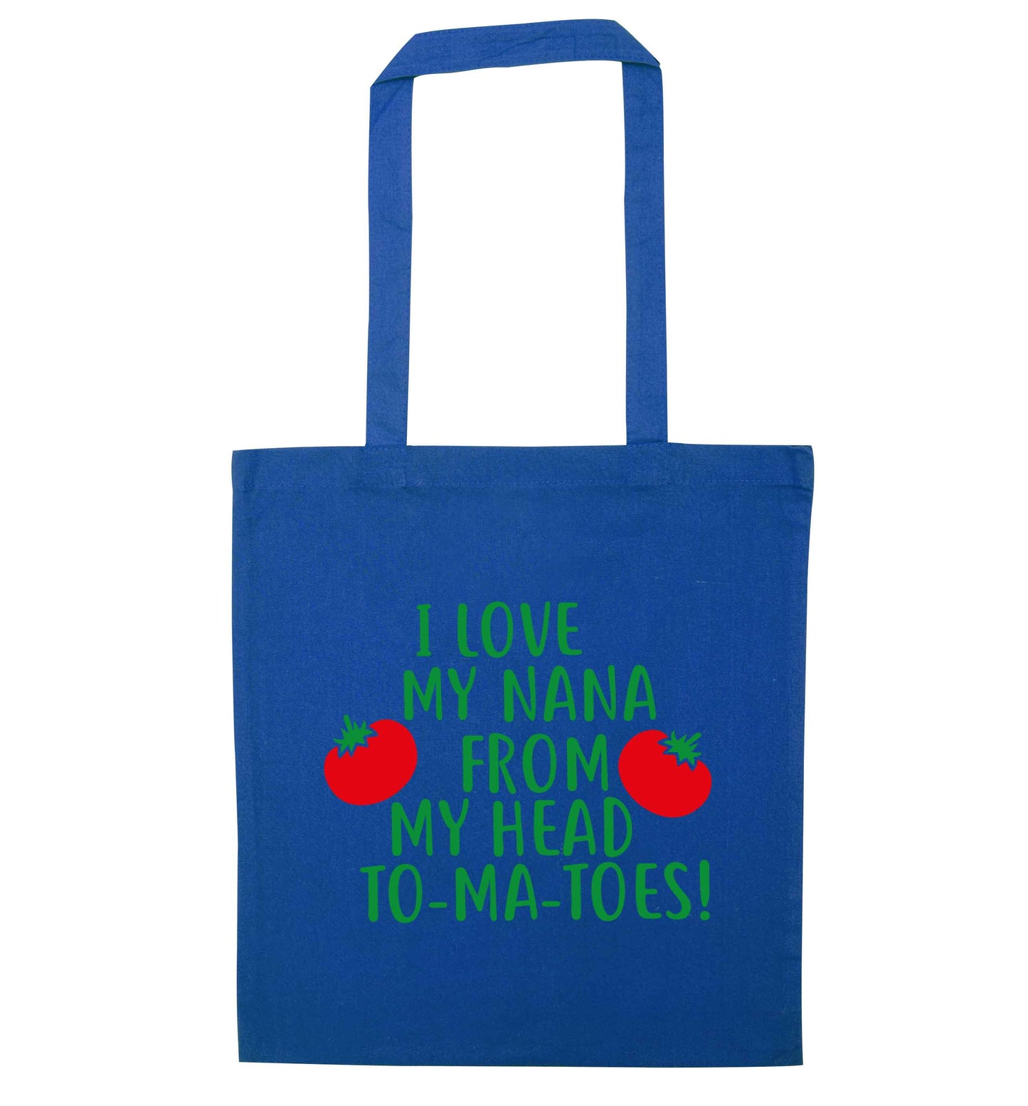 I love my nana from my head to-ma-toes blue tote bag
