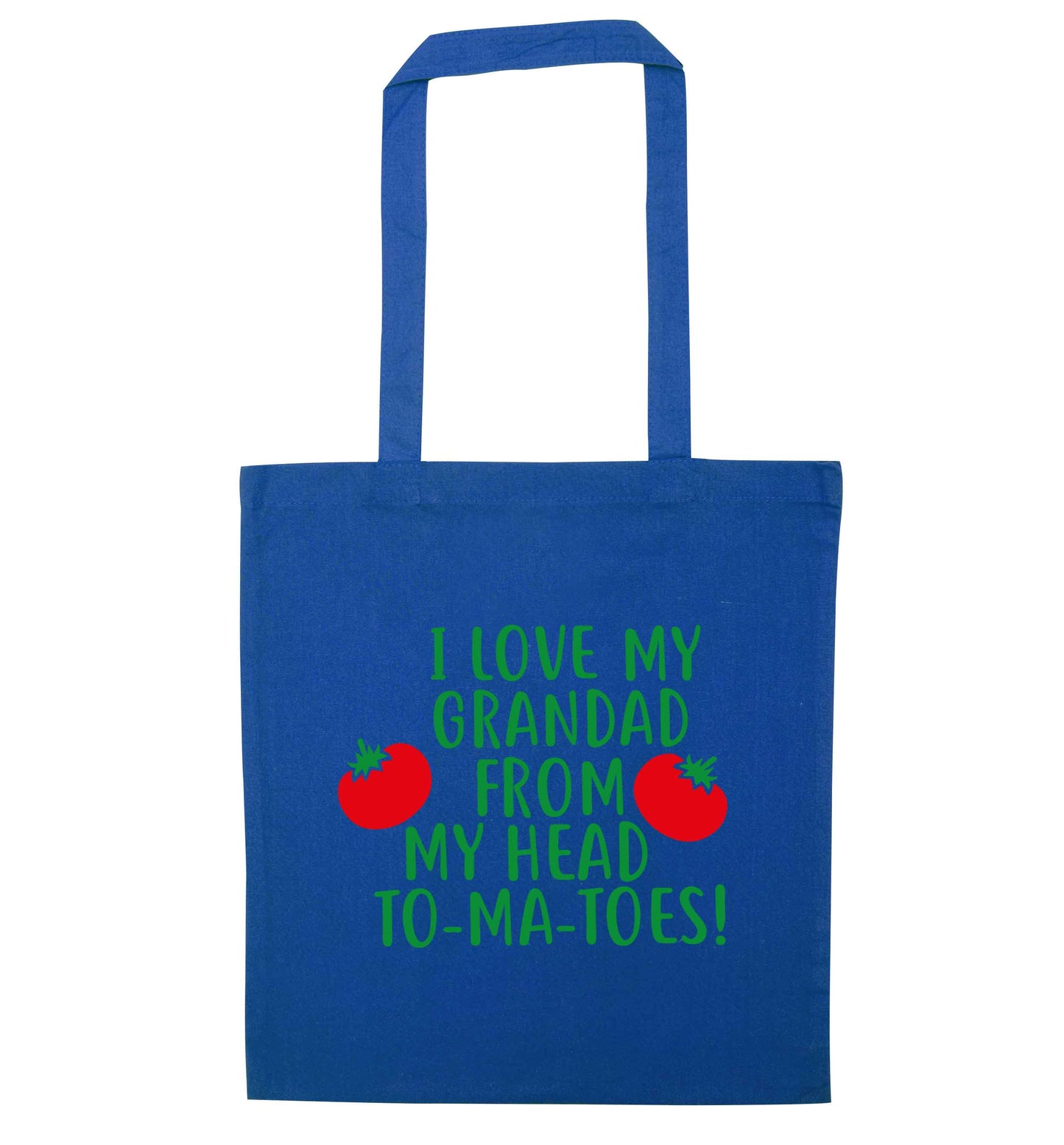 I love my grandad from my head To-Ma-Toes blue tote bag