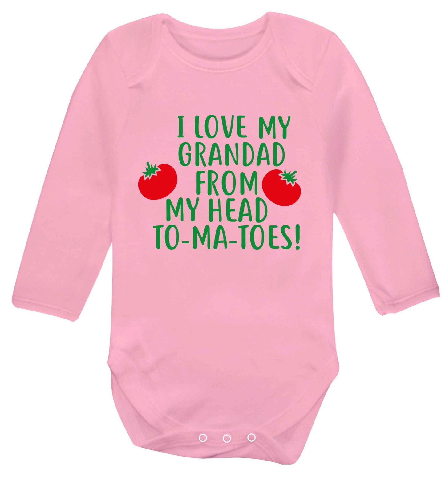 I love my grandad from my head To-Ma-Toes Baby Vest long sleeved pale pink 6-12 months