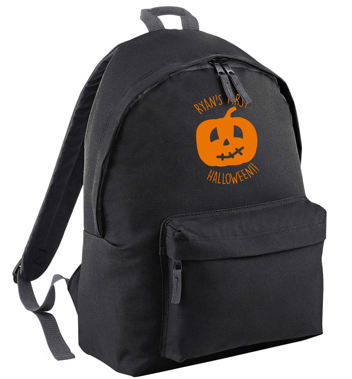Personalised Halloween - pumpkin black adults backpack