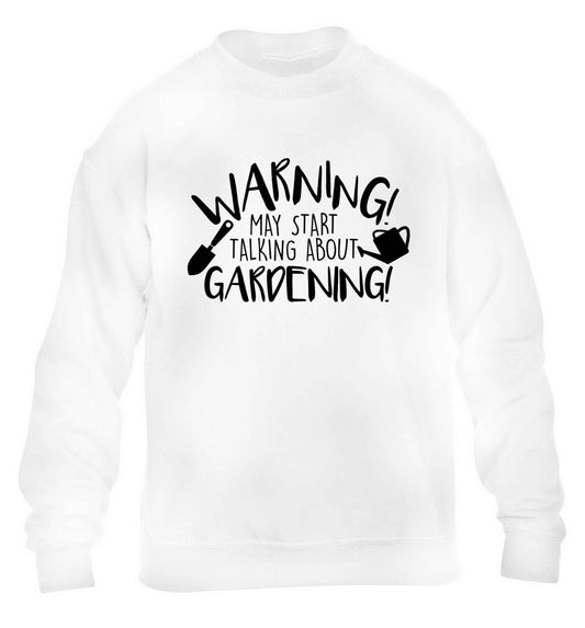 Warning may start talking about gardening children's white sweater 12-13 Years
