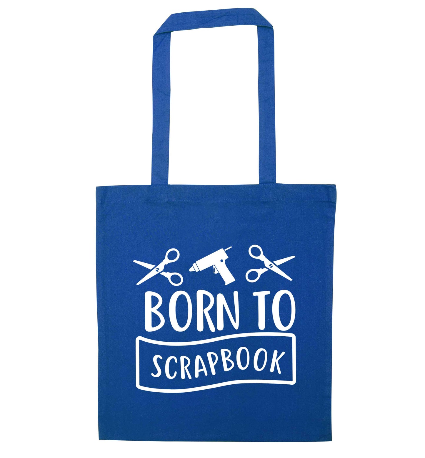Born to scrapbook blue tote bag