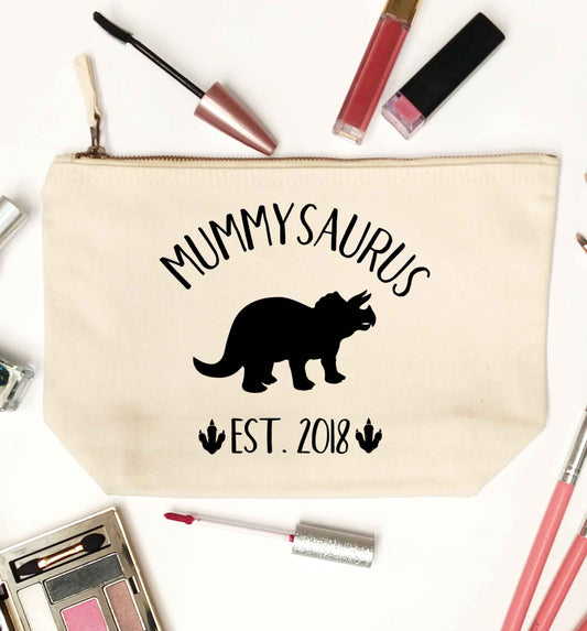 Personalised mummysaurus date natural makeup bag