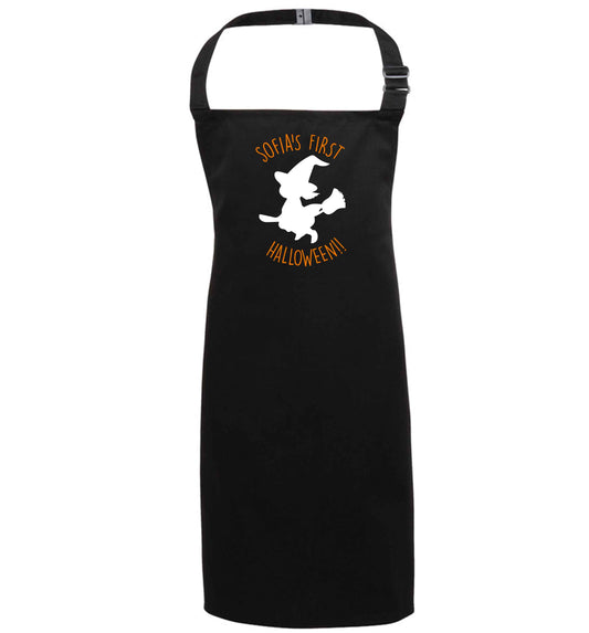 Personalised first halloween - Witch black apron 7-10 years