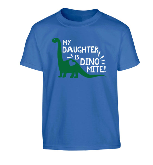 My daughter is dinomite! Children's blue Tshirt 12-13 Years