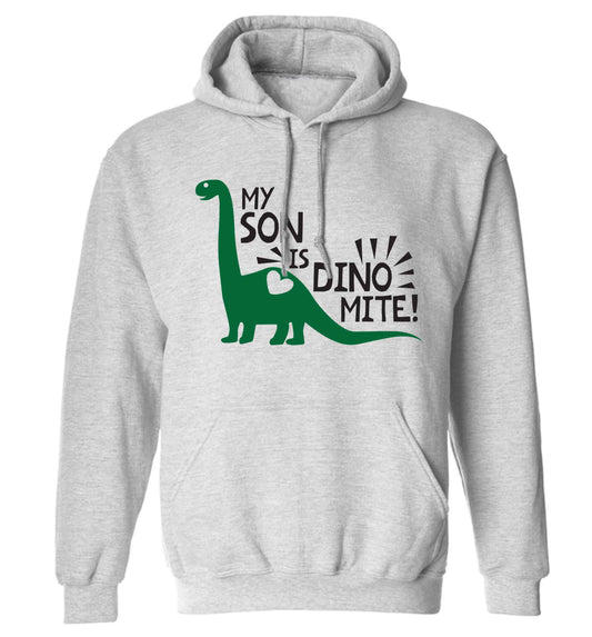 My son is dinomite! adults unisex grey hoodie 2XL