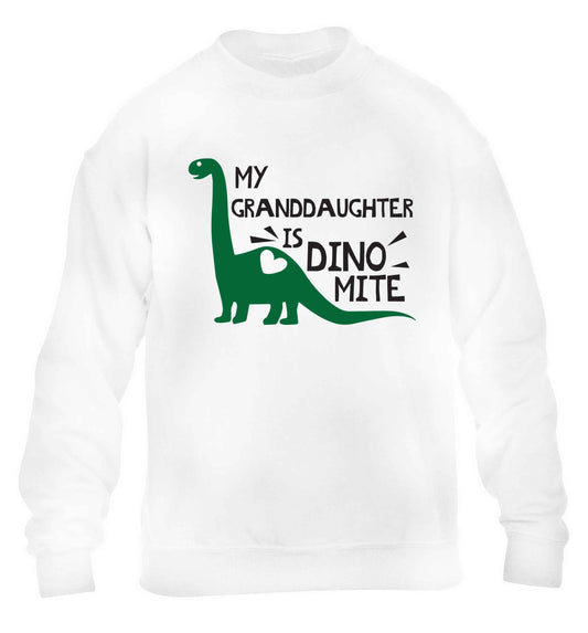My granddaughter is dinomite! children's white sweater 12-13 Years