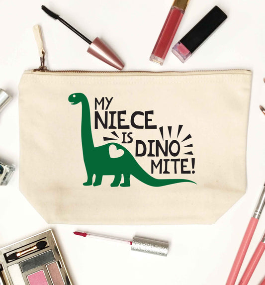My niece is dinomite! natural makeup bag