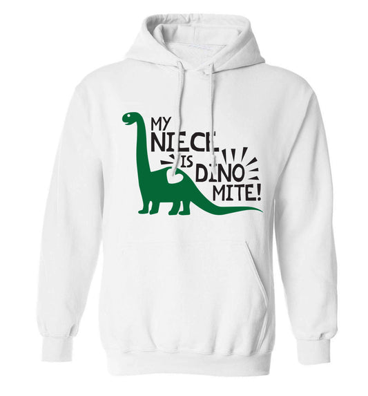 My niece is dinomite! adults unisex white hoodie 2XL