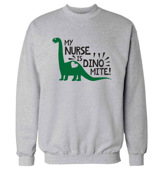 My nurse is dinomite! Adult's unisex grey Sweater 2XL