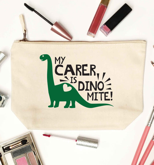 My carer is dinomite! natural makeup bag