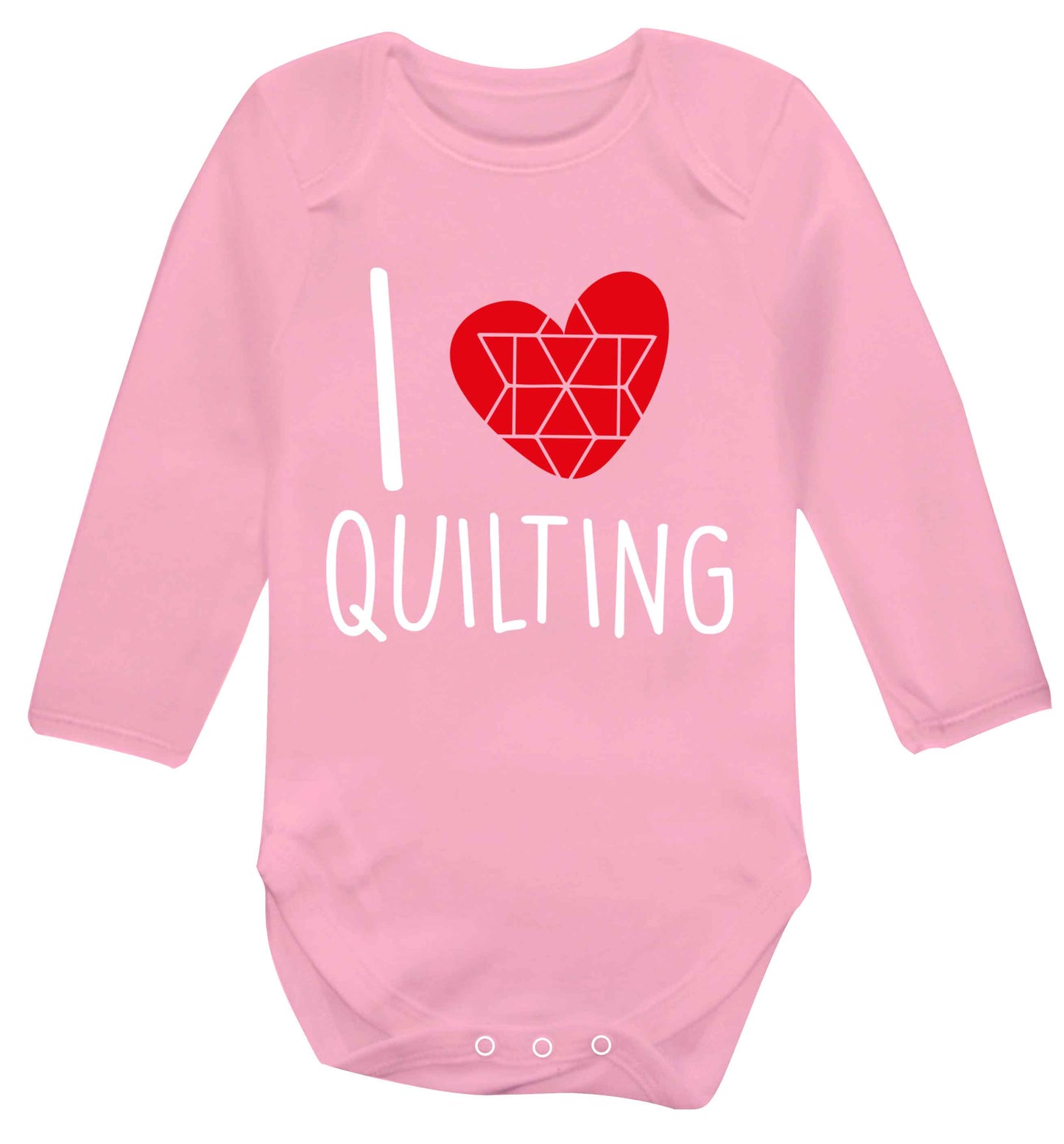 I love quilting Baby Vest long sleeved pale pink 6-12 months